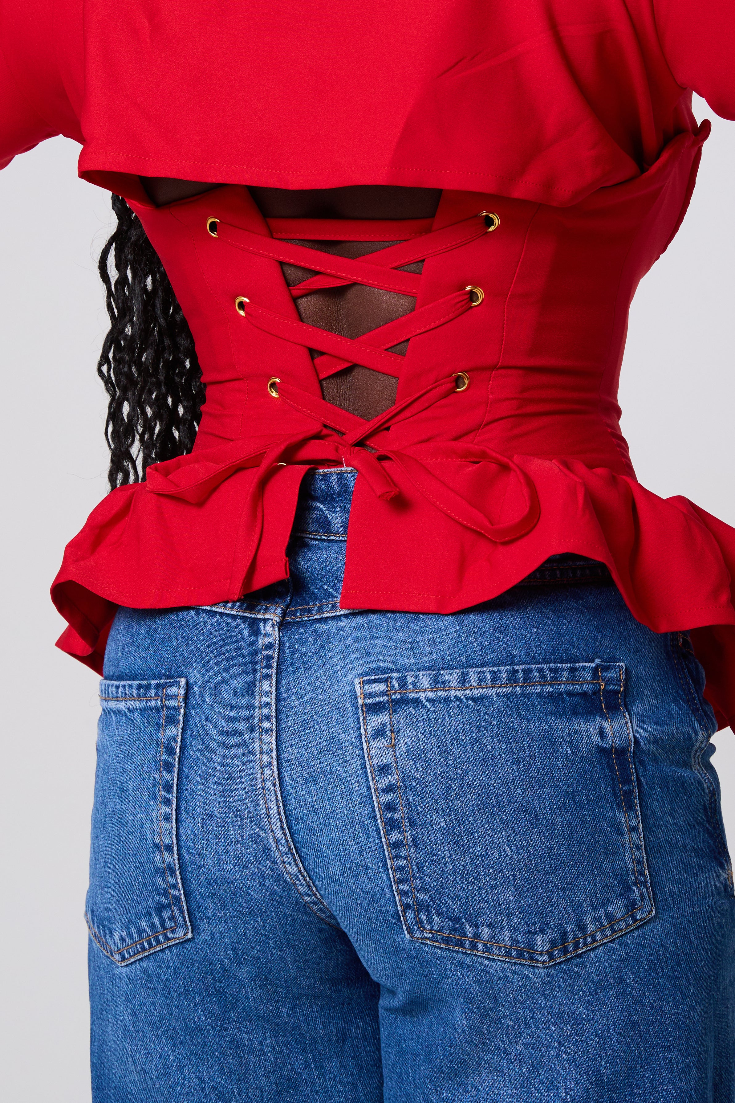 Fatoumata Back Corset Top in Olive Green - Image 3