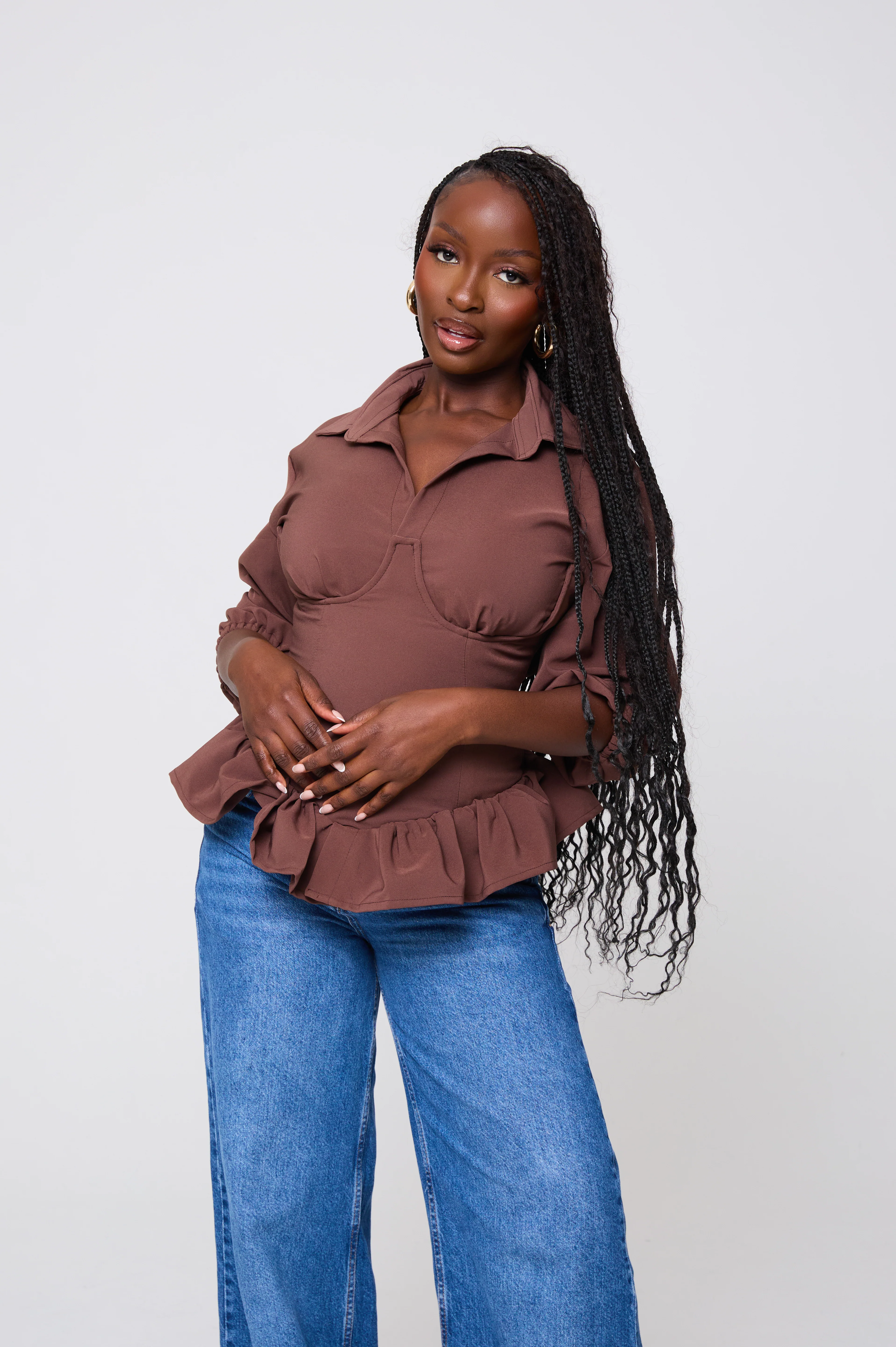 Fatoumata Back Corset Top in Olive Green - Image 33